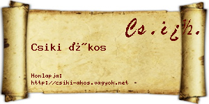Csiki Ákos névjegykártya