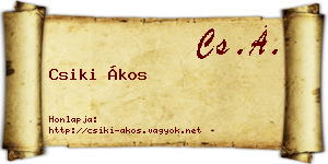 Csiki Ákos névjegykártya